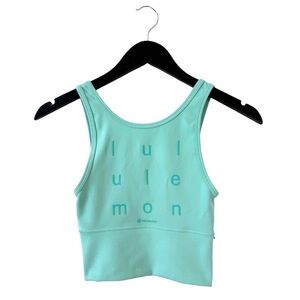 Lululemon XXS Power Pivot Everlux Tank Spell Out Motif Reversible Wild Mint